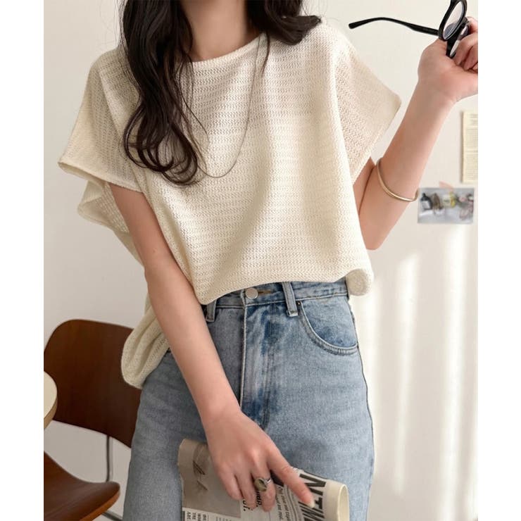 アイボリー | 上品な透け感で華やかに決まる。レーシージャガード フレンチスリーブ ドルマントッ… | Classical Elf 