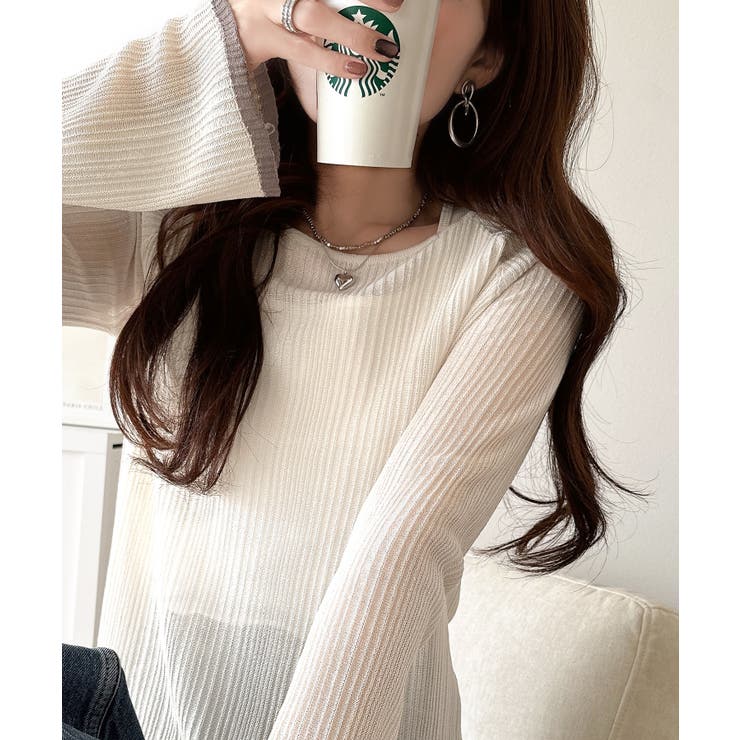 透き通る気品を、日常に。ランダムタックシアー袖フレア長袖トップス | Classical Elf  | 詳細画像6 