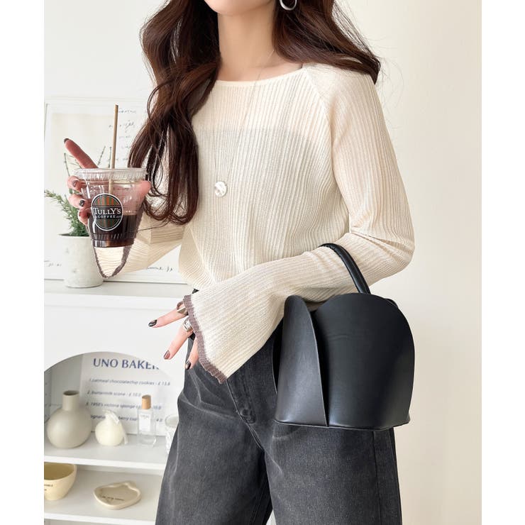 透き通る気品を、日常に。ランダムタックシアー袖フレア長袖トップス | Classical Elf  | 詳細画像9 