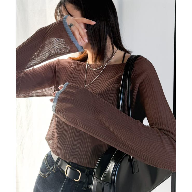 透き通る気品を、日常に。ランダムタックシアー袖フレア長袖トップス | Classical Elf  | 詳細画像21 