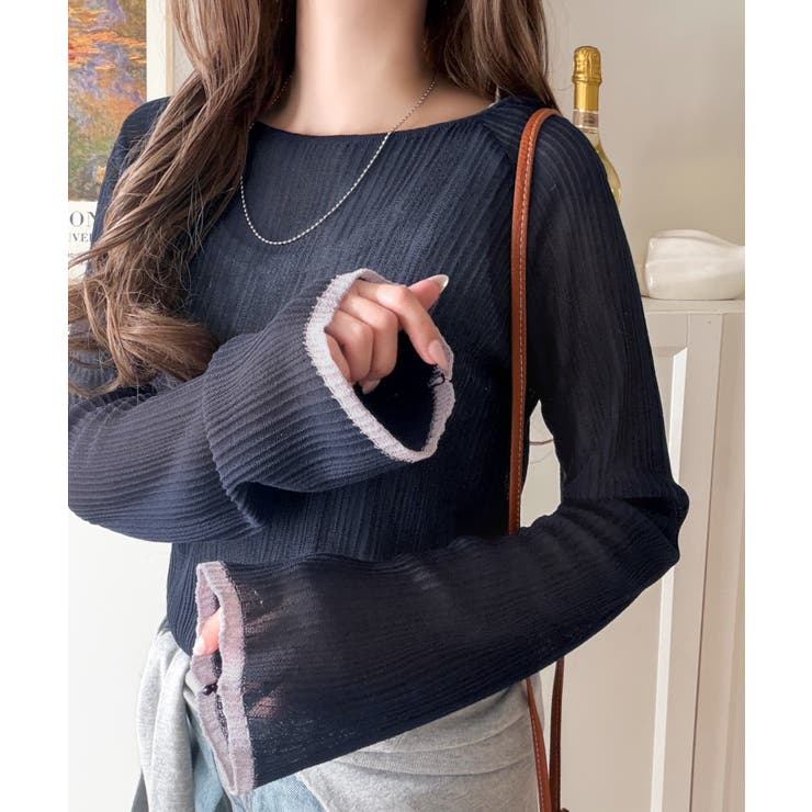 透き通る気品を、日常に。ランダムタックシアー袖フレア長袖トップス | Classical Elf  | 詳細画像27 