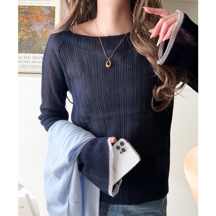 透き通る気品を、日常に。ランダムタックシアー袖フレア長袖トップス | Classical Elf  | 詳細画像28 