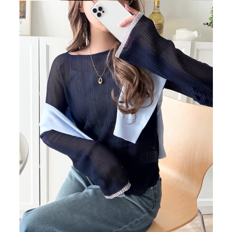 透き通る気品を、日常に。ランダムタックシアー袖フレア長袖トップス | Classical Elf  | 詳細画像30 