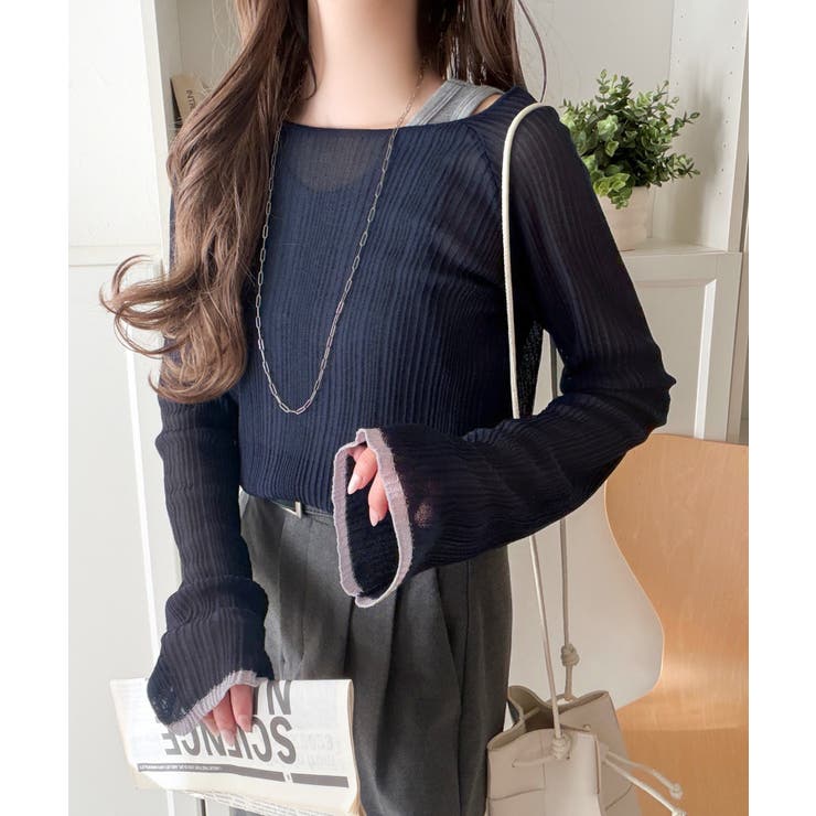 透き通る気品を、日常に。ランダムタックシアー袖フレア長袖トップス | Classical Elf  | 詳細画像33 