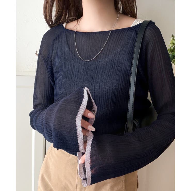 透き通る気品を、日常に。ランダムタックシアー袖フレア長袖トップス | Classical Elf  | 詳細画像34 