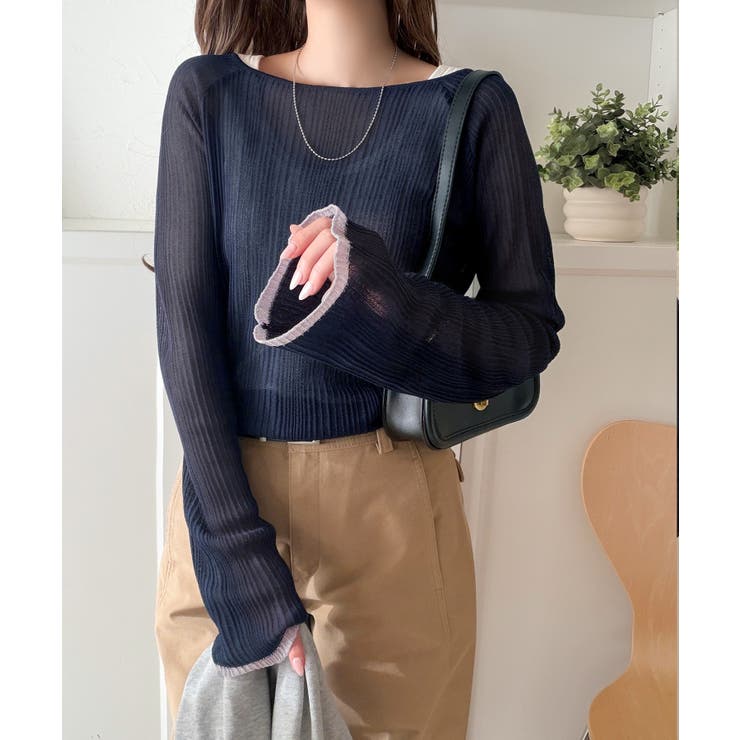 透き通る気品を、日常に。ランダムタックシアー袖フレア長袖トップス | Classical Elf  | 詳細画像35 