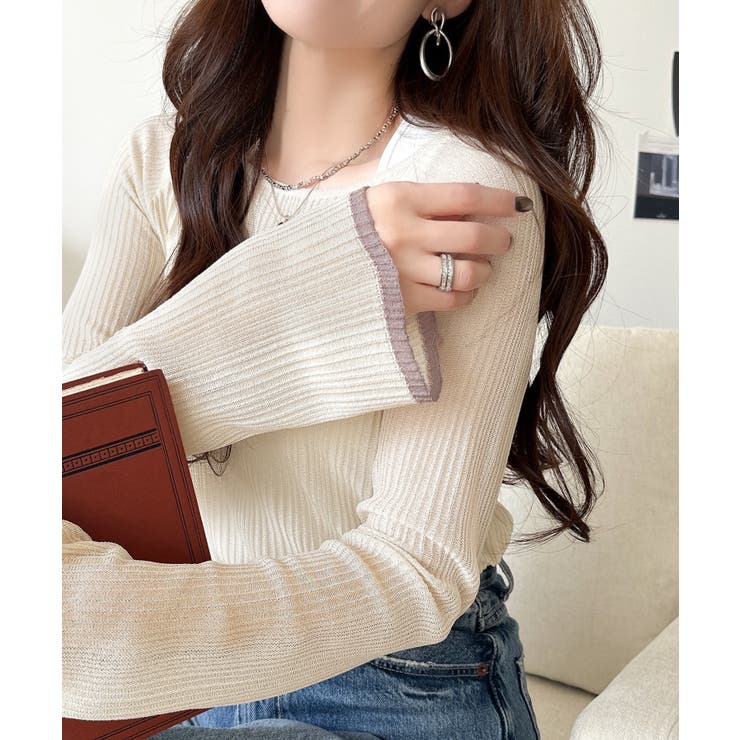 透き通る気品を、日常に。ランダムタックシアー袖フレア長袖トップス | Classical Elf  | 詳細画像1 