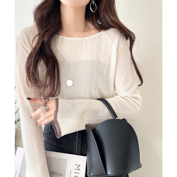 透き通る気品を、日常に。ランダムタックシアー袖フレア長袖トップス | Classical Elf  | 詳細画像3 