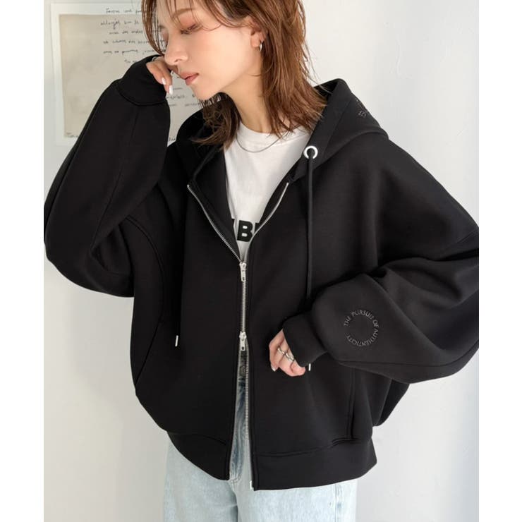 悩まずお洒落、着るだけでサマになる。クロップドワイドダンボール切替パーカー（長袖… | Classical Elf  | 詳細画像7 