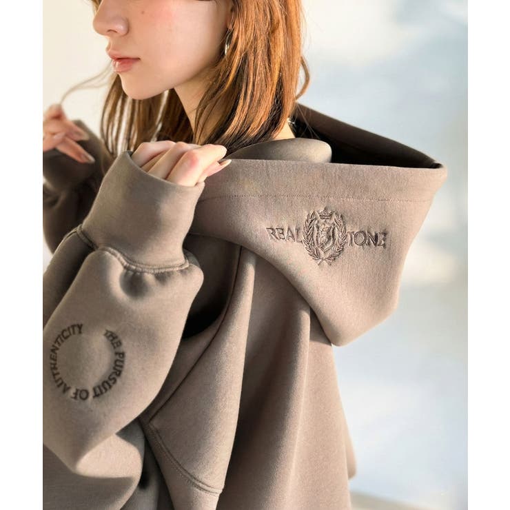 悩まずお洒落、着るだけでサマになる。クロップドワイドダンボール切替パーカー（長袖… | Classical Elf  | 詳細画像12 