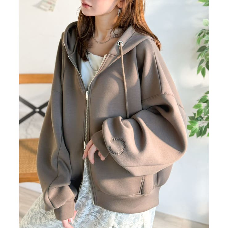 悩まずお洒落、着るだけでサマになる。クロップドワイドダンボール切替パーカー（長袖… | Classical Elf  | 詳細画像13 