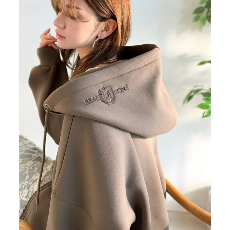 悩まずお洒落、着るだけでサマになる。クロップドワイドダンボール切替パーカー（長袖… | Classical Elf  | 詳細画像14 