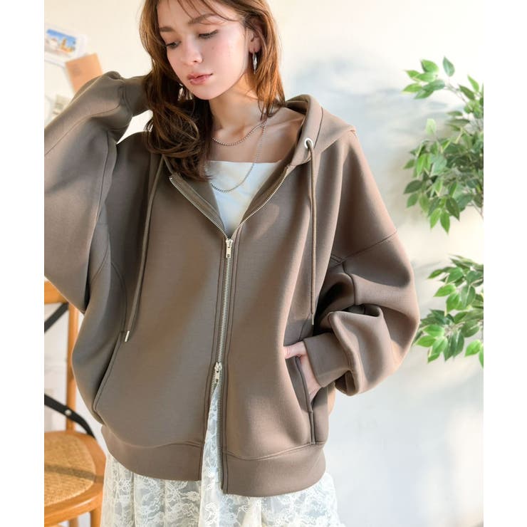 悩まずお洒落、着るだけでサマになる。クロップドワイドダンボール切替パーカー（長袖… | Classical Elf  | 詳細画像16 