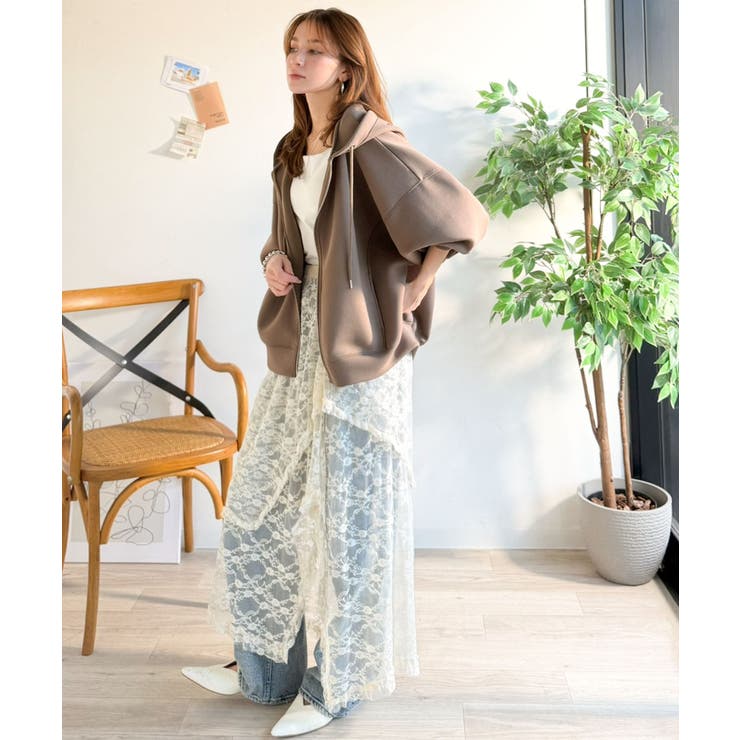 悩まずお洒落、着るだけでサマになる。クロップドワイドダンボール切替パーカー（長袖… | Classical Elf  | 詳細画像17 