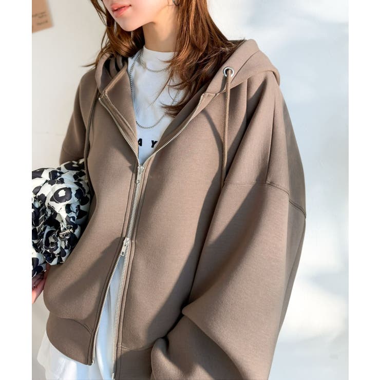 悩まずお洒落、着るだけでサマになる。クロップドワイドダンボール切替パーカー（長袖… | Classical Elf  | 詳細画像19 