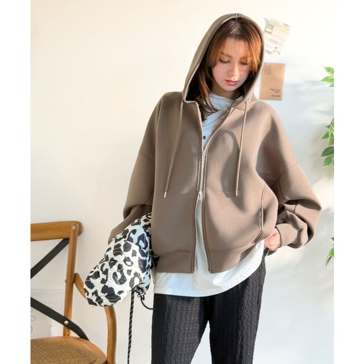 悩まずお洒落、着るだけでサマになる。クロップドワイドダンボール切替パーカー（長袖… | Classical Elf  | 詳細画像20 