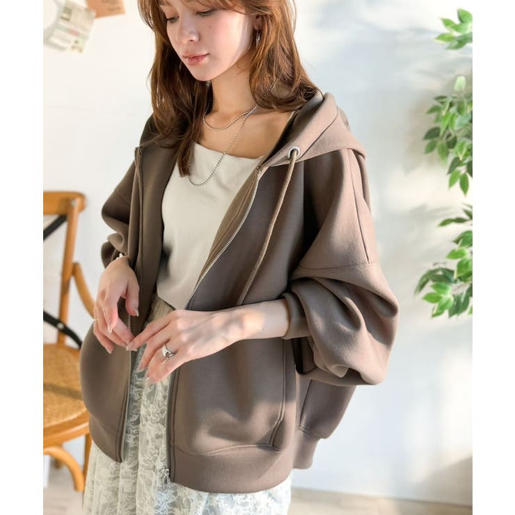 悩まずお洒落、着るだけでサマになる。クロップドワイドダンボール切替パーカー（長袖… | Classical Elf  | 詳細画像24 