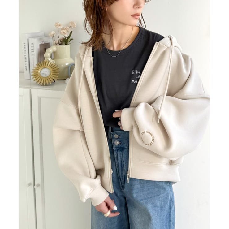 悩まずお洒落、着るだけでサマになる。クロップドワイドダンボール切替パーカー（長袖… | Classical Elf  | 詳細画像30 