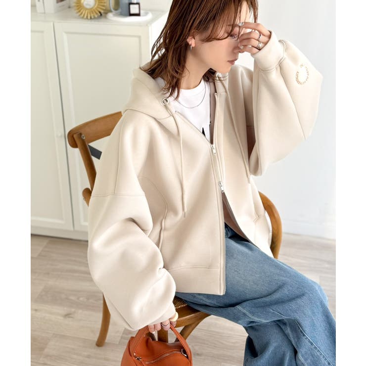 悩まずお洒落、着るだけでサマになる。クロップドワイドダンボール切替パーカー（長袖… | Classical Elf  | 詳細画像31 