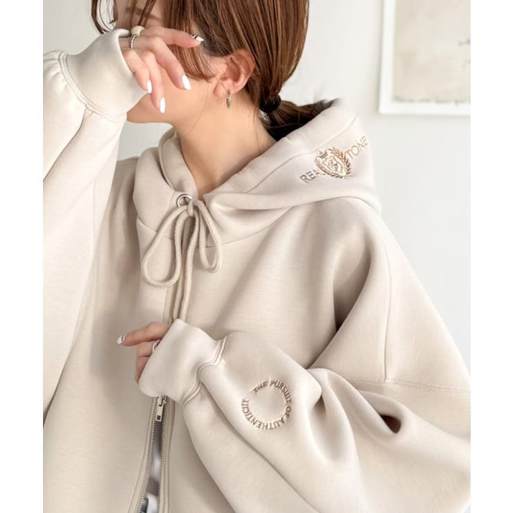 悩まずお洒落、着るだけでサマになる。クロップドワイドダンボール切替パーカー（長袖… | Classical Elf  | 詳細画像33 