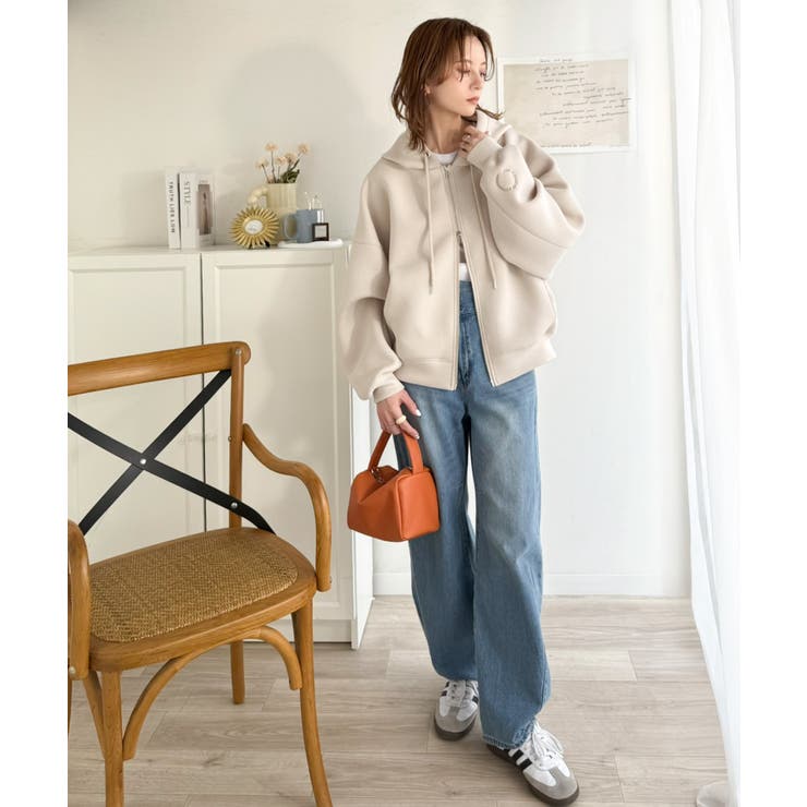 悩まずお洒落、着るだけでサマになる。クロップドワイドダンボール切替パーカー（長袖… | Classical Elf  | 詳細画像34 