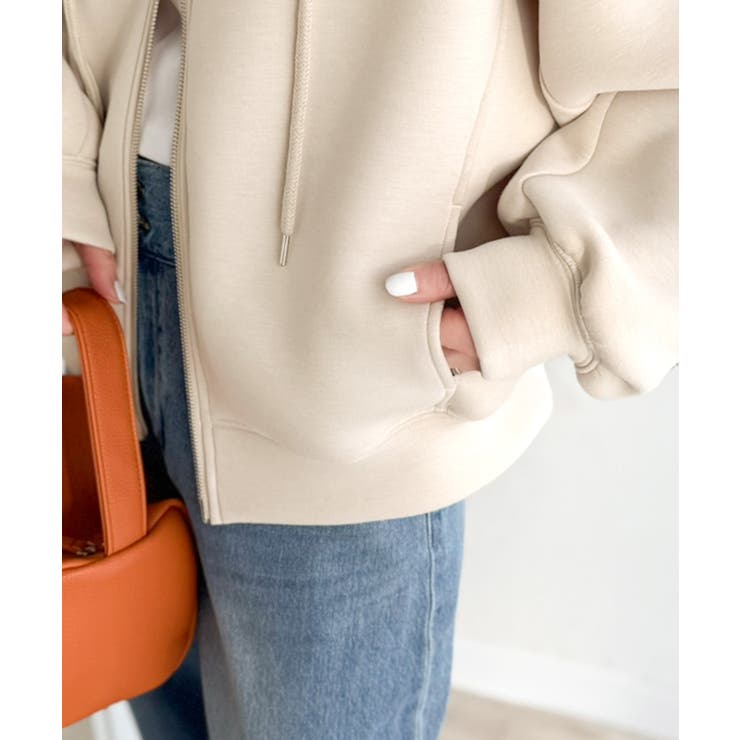 悩まずお洒落、着るだけでサマになる。クロップドワイドダンボール切替パーカー（長袖… | Classical Elf  | 詳細画像37 