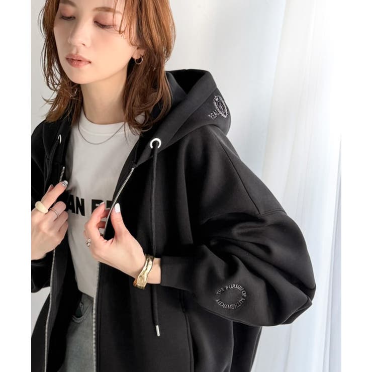 悩まずお洒落、着るだけでサマになる。クロップドワイドダンボール切替パーカー（長袖… | Classical Elf  | 詳細画像3 