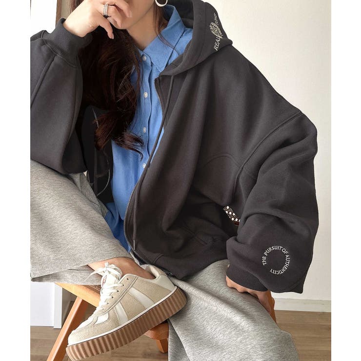 バランスの良い丈感でさりげなくスタイルアップ♪クロップドワイド裏起毛切り替えパー… | Classical Elf  | 詳細画像10 