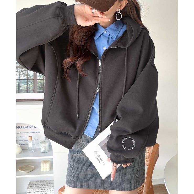 バランスの良い丈感でさりげなくスタイルアップ♪クロップドワイド裏起毛切り替えパー… | Classical Elf  | 詳細画像12 