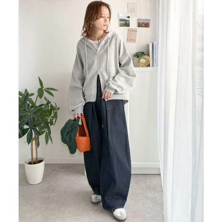 バランスの良い丈感でさりげなくスタイルアップ♪クロップドワイド裏起毛切り替えパー… | Classical Elf  | 詳細画像21 