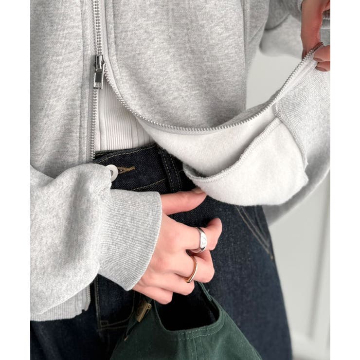 バランスの良い丈感でさりげなくスタイルアップ♪クロップドワイド裏起毛切り替えパー… | Classical Elf  | 詳細画像48 