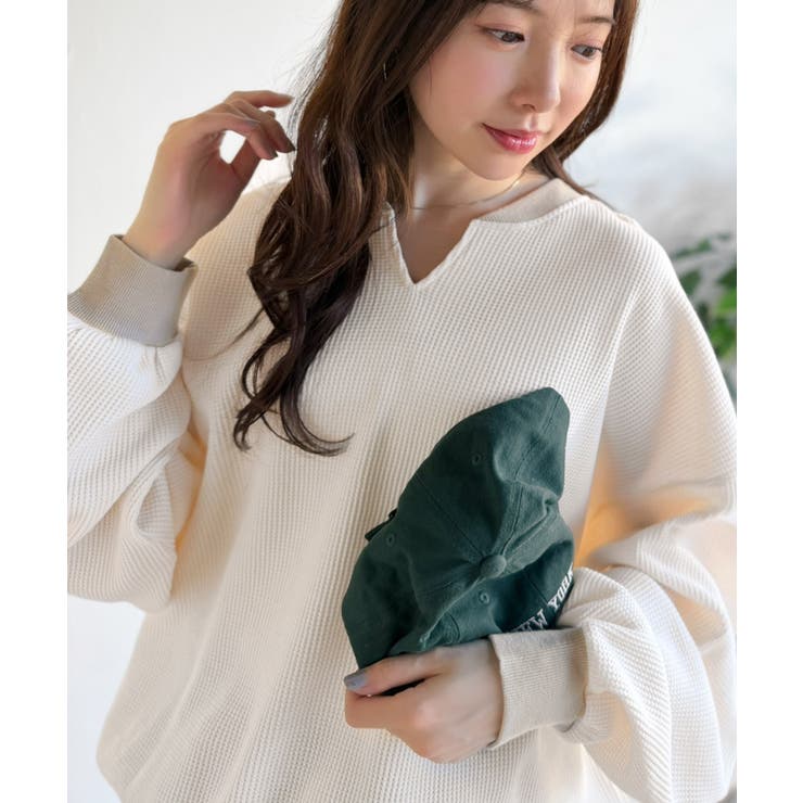 今っぽさは、色でつくる。オーバーサイズ配色ワッフルプルオーバー | Classical Elf  | 詳細画像6 