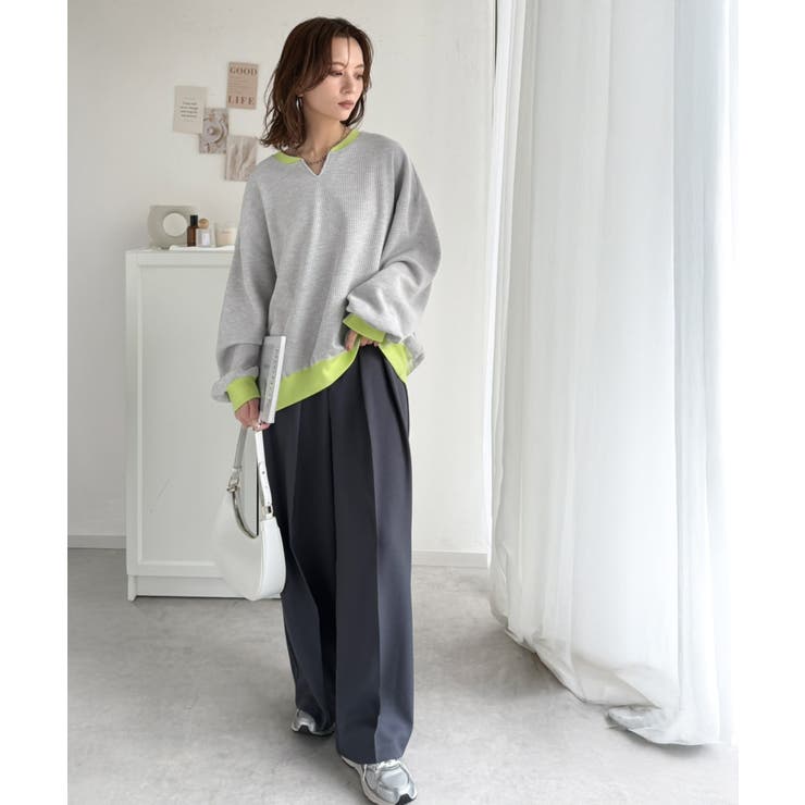 今っぽさは、色でつくる。オーバーサイズ配色ワッフルプルオーバー | Classical Elf  | 詳細画像19 