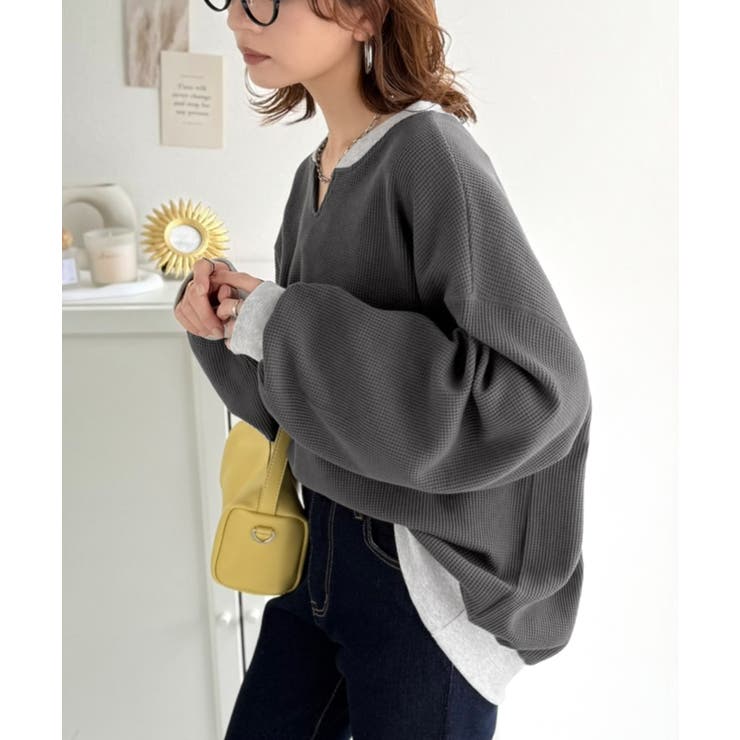 今っぽさは、色でつくる。オーバーサイズ配色ワッフルプルオーバー | Classical Elf  | 詳細画像25 