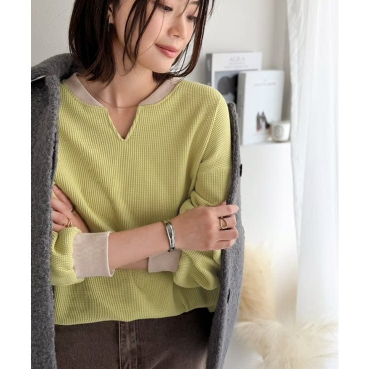 今っぽさは、色でつくる。オーバーサイズ配色ワッフルプルオーバー | Classical Elf  | 詳細画像50 