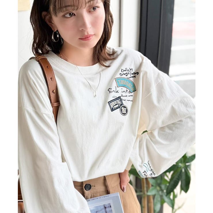 ゆるさの中に「ちょうどいい」お洒落感！綿100％刺繍ワッペンドルマンロンTEE（… | Classical Elf  | 詳細画像8 