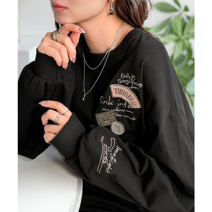 ゆるさの中に「ちょうどいい」お洒落感！綿100％刺繍ワッペンドルマンロンTEE（… | Classical Elf  | 詳細画像12 