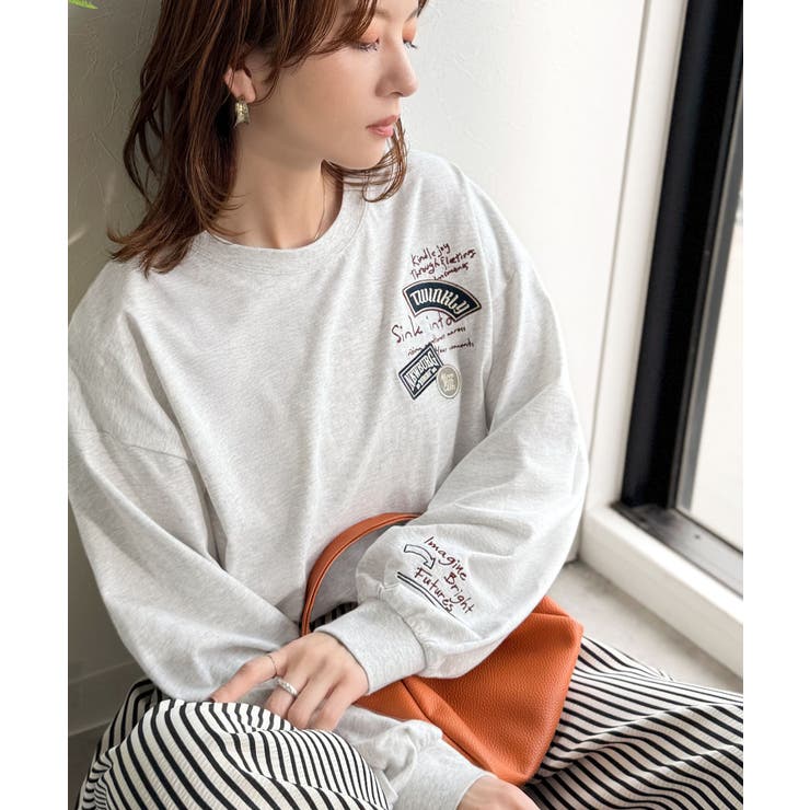ゆるさの中に「ちょうどいい」お洒落感！綿100％刺繍ワッペンドルマンロンTEE（… | Classical Elf  | 詳細画像24 