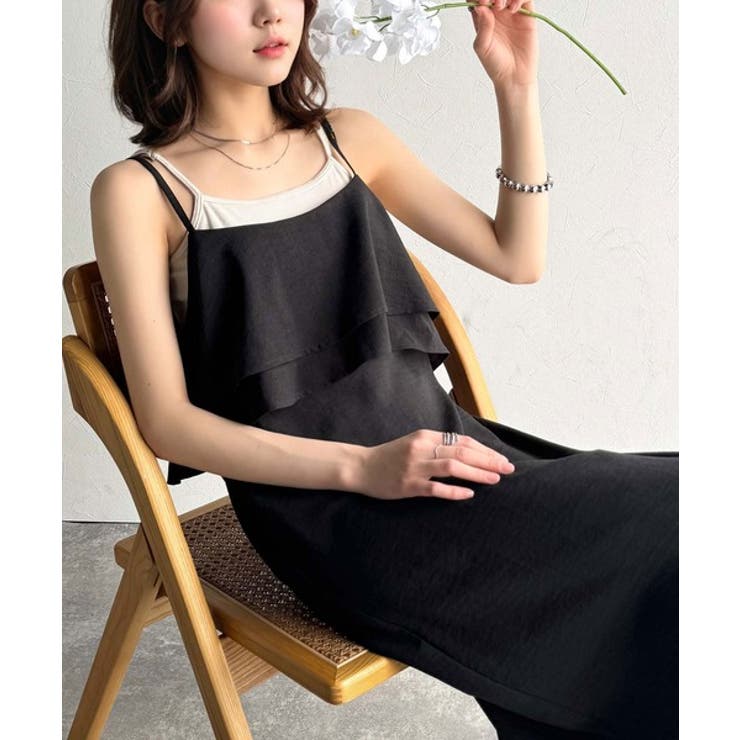 上品シルエットが大人可愛い。ダブルフリルキャミワンピース（ロング丈） | Classical Elf  | 詳細画像6 