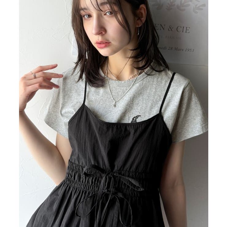 旬のレイヤードスタイルがこれ一着で即完成。ダブルリボン使いキャミ＆ムーン刺繍半袖… | Classical Elf  | 詳細画像14 