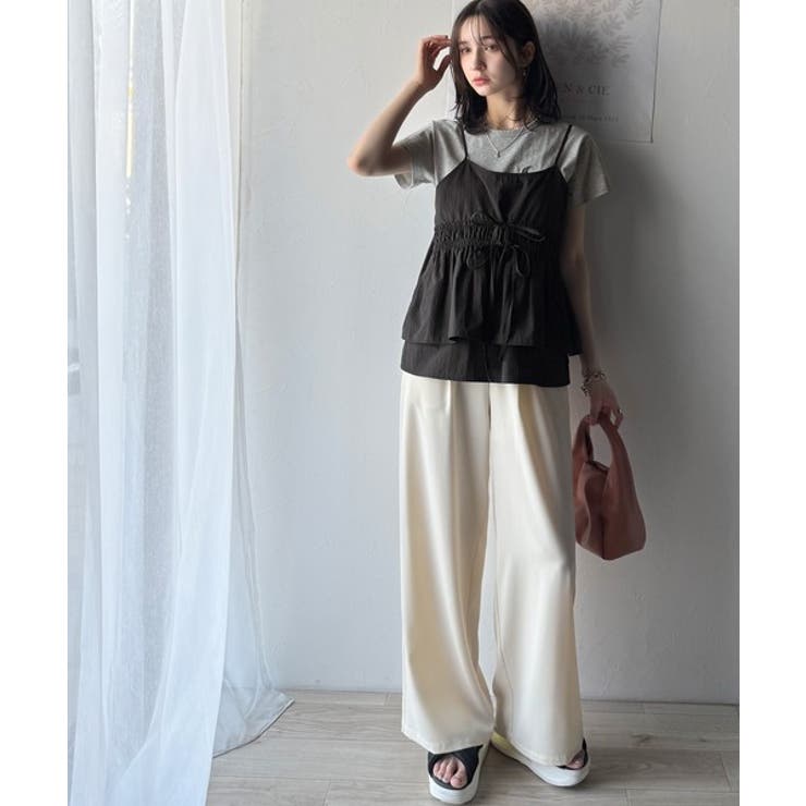 旬のレイヤードスタイルがこれ一着で即完成。ダブルリボン使いキャミ＆ムーン刺繍半袖… | Classical Elf  | 詳細画像16 