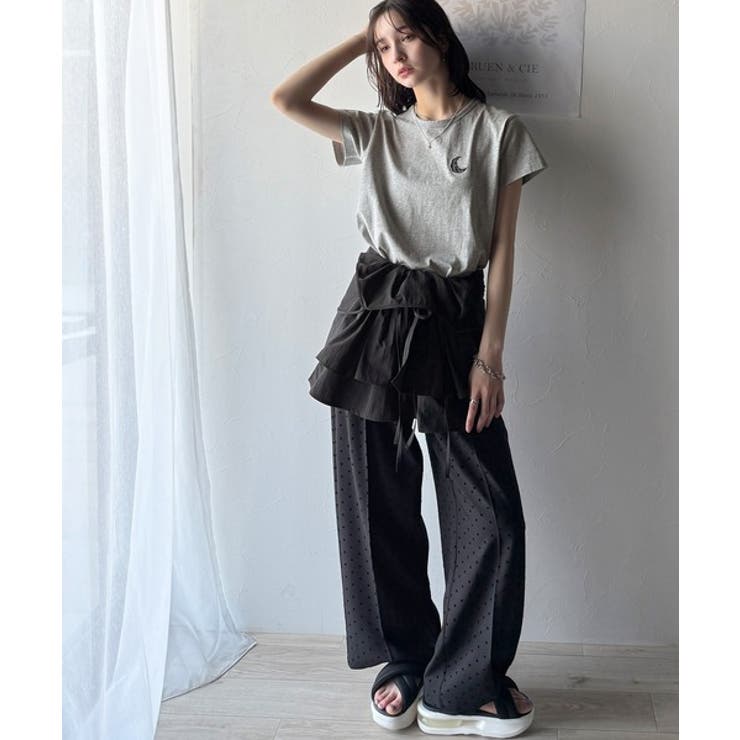 旬のレイヤードスタイルがこれ一着で即完成。ダブルリボン使いキャミ＆ムーン刺繍半袖… | Classical Elf  | 詳細画像24 