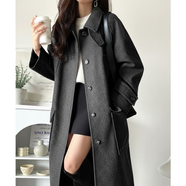 ロング丈比翼ステンカラーコート[品番：WZ000006363]｜Classical Elf