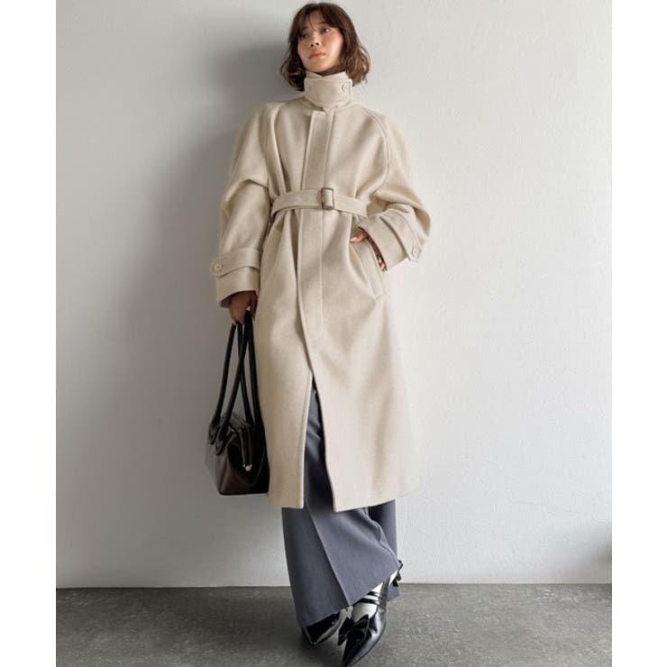 大人の魅力を引き立てる、上品な一着。ベルト付き比翼メルトンコート（ロング丈） | Classical Elf  | 詳細画像8 