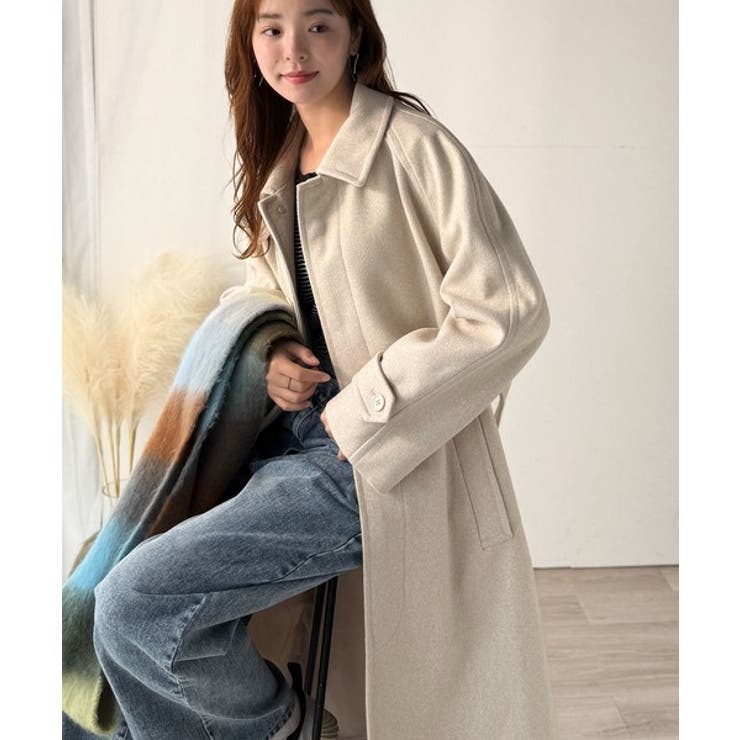 大人の魅力を引き立てる、上品な一着。ベルト付き比翼メルトンコート（ロング丈） | Classical Elf  | 詳細画像10 