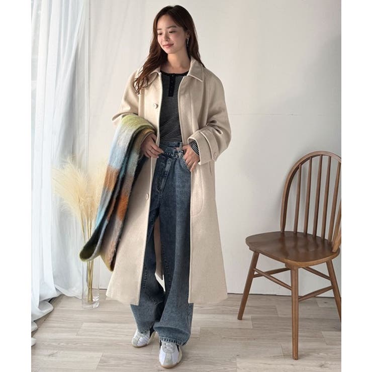 大人の魅力を引き立てる、上品な一着。ベルト付き比翼メルトンコート（ロング丈） | Classical Elf  | 詳細画像11 