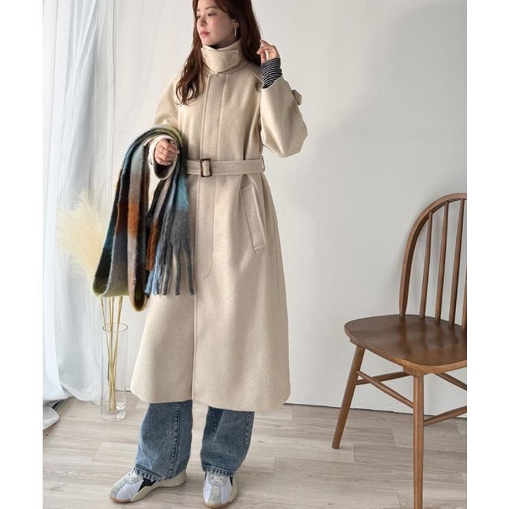 大人の魅力を引き立てる、上品な一着。ベルト付き比翼メルトンコート（ロング丈） | Classical Elf  | 詳細画像12 