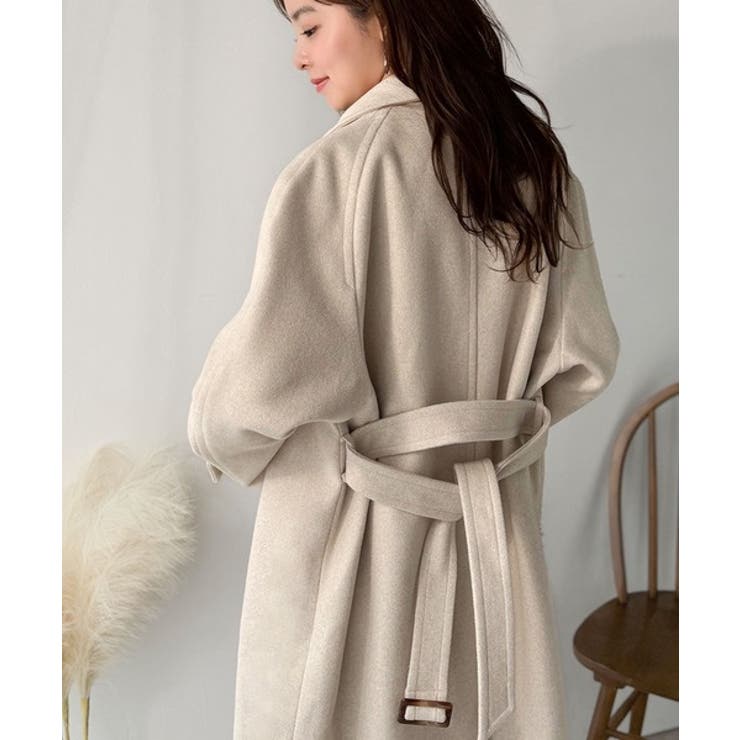 大人の魅力を引き立てる、上品な一着。ベルト付き比翼メルトンコート（ロング丈） | Classical Elf  | 詳細画像13 