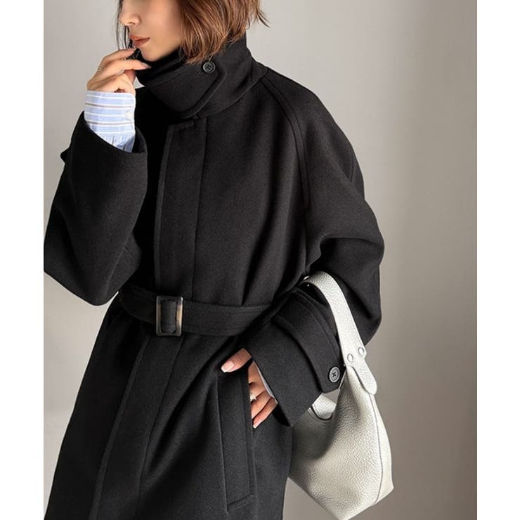 大人の魅力を引き立てる、上品な一着。ベルト付き比翼メルトンコート（ロング丈） | Classical Elf  | 詳細画像14 