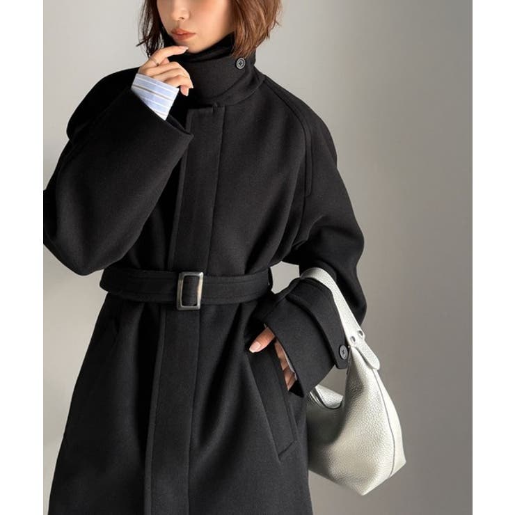 大人の魅力を引き立てる、上品な一着。ベルト付き比翼メルトンコート（ロング丈） | Classical Elf  | 詳細画像17 